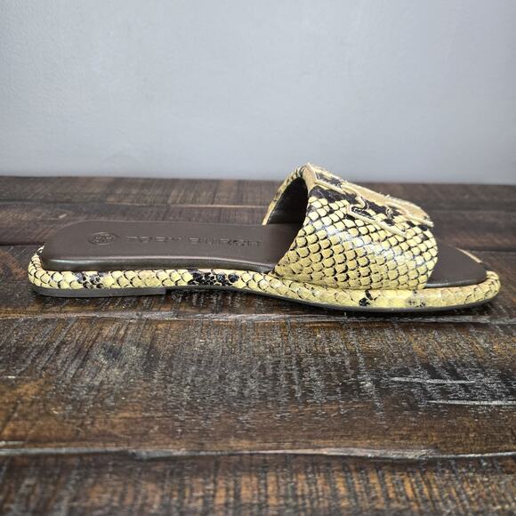 NEW Tory Burch Double T Sport Slides Womens Size 6 Sandals Flip Flops Snakeskin - Picture 8 of 12